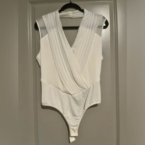 BEBE Pleated Drapefront Bodysuit